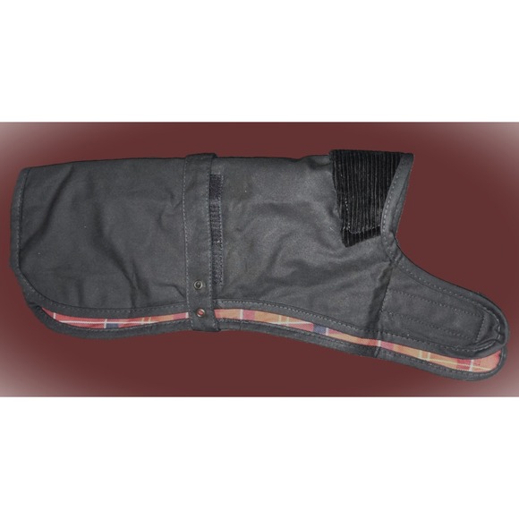 Barbour Classic Wax Coat, for Small Dogs, Black and Red, 12" Wide, 14" Long - Picture 1 of 5
